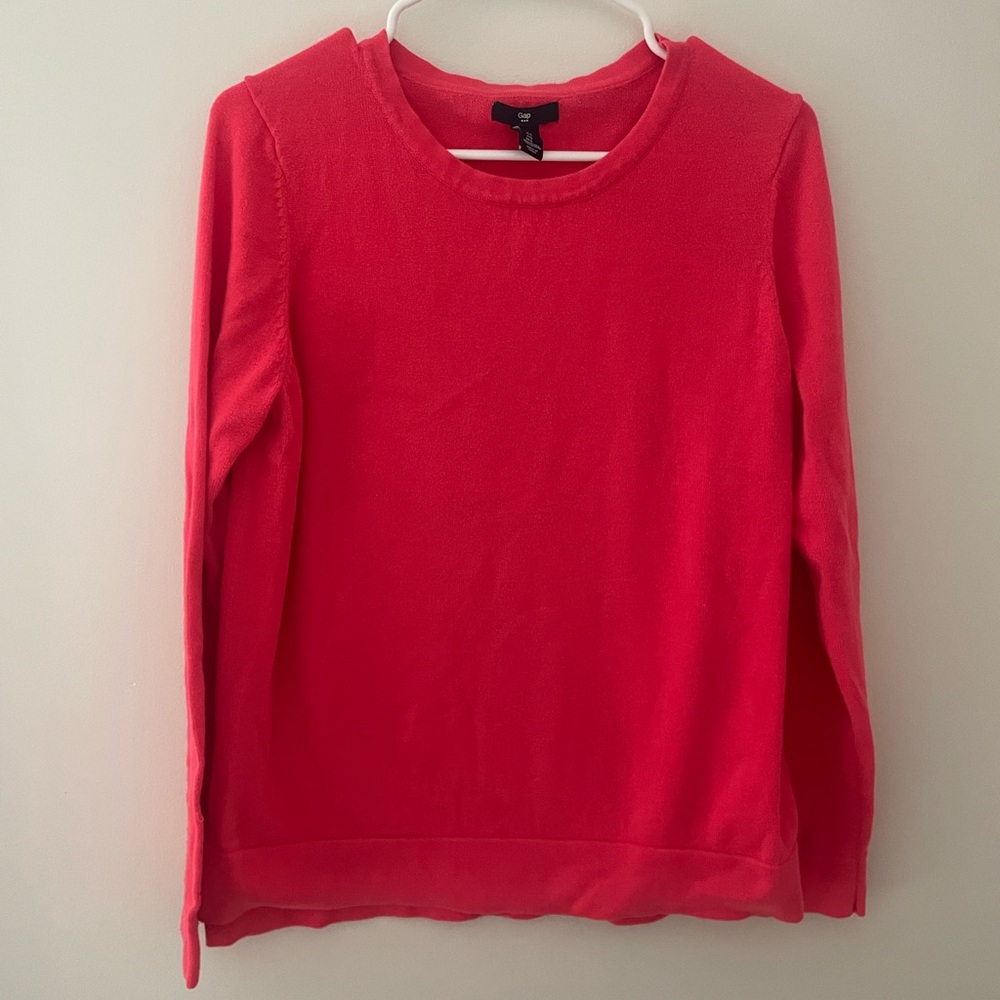 GAP Vibrant Pink Crew Neck Knit Long Sleeve Sweater Size Large